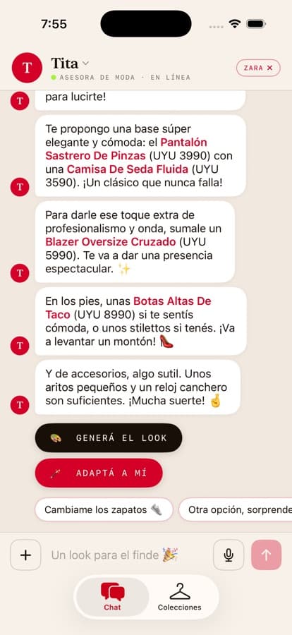 Chat con Tita en la app